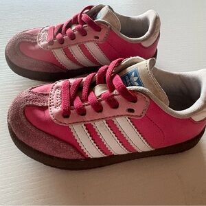 Adidas Kids Pink and White Lace-Up Sneakers